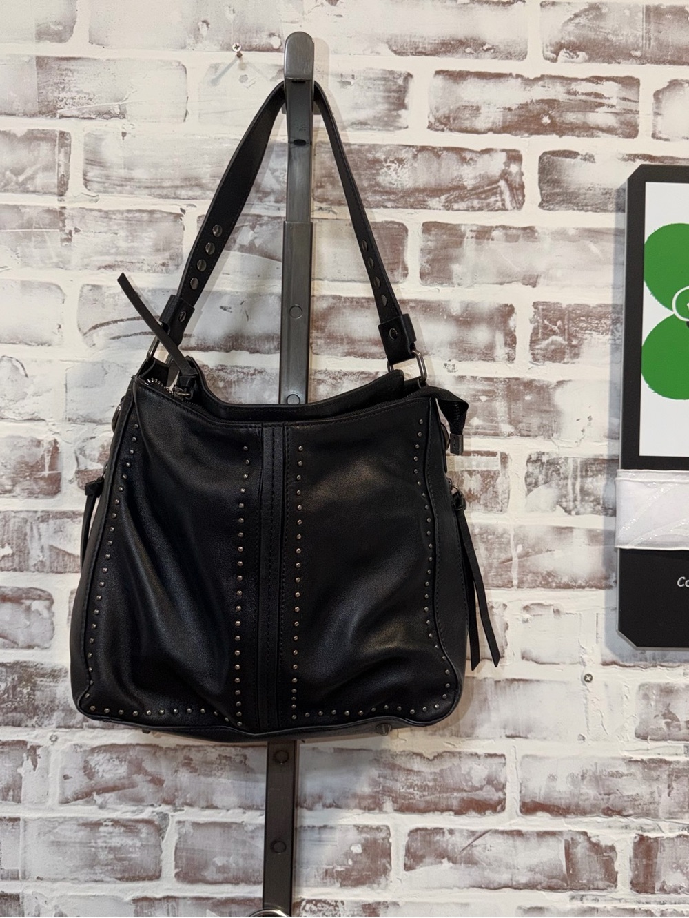 Montana west Black Studded Leather Shoulder Bag - Women